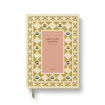 Papier Guided Gratitude Journal A5 Hardcover in Folk Garden, an olive tile print cover with a pink label