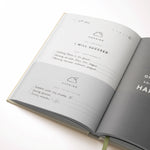 Papier Guided Gratitude Journal A5 Folk Garden open to a filled-in morning and evening page