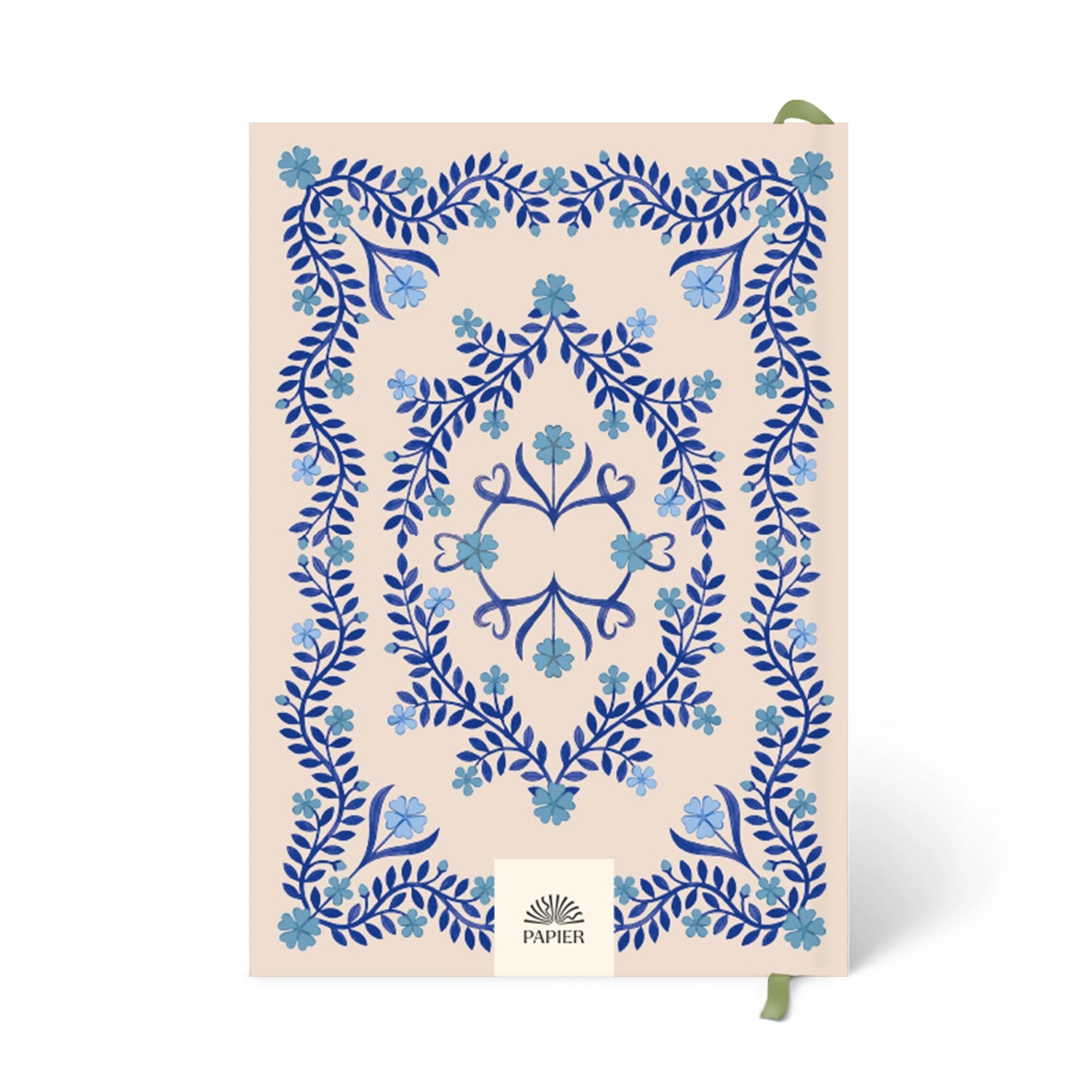 Papier Italian Summer Daily Productivity Planner back cover with the blue folk floral border