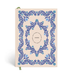 Papier Italian Summer Daily Productivity Planner, a cream hardcover with a blue folk floral border