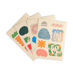 Papier Nice and Fabs Stickers, four sheets of colorful retro shape and word stickers