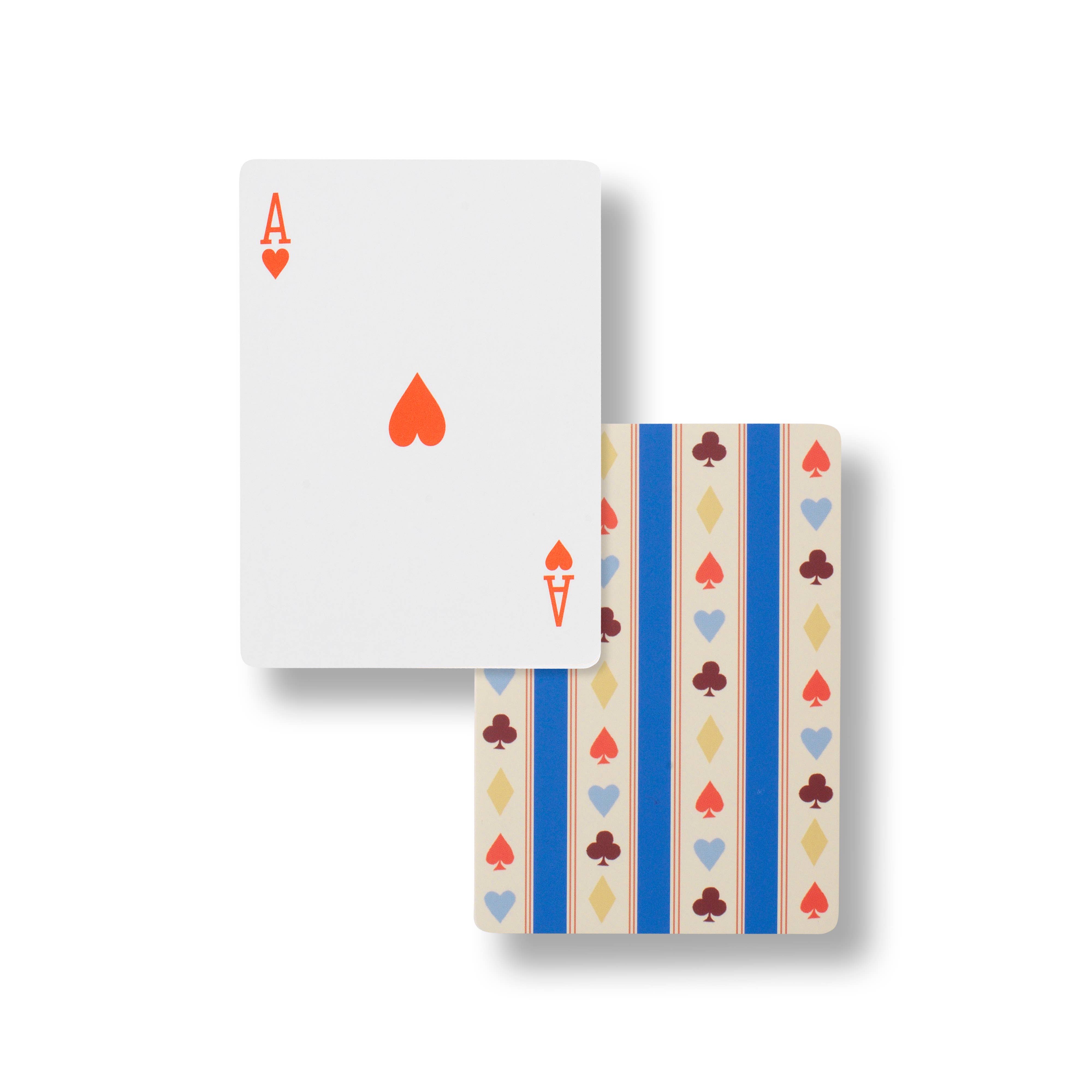 Papier Playing Cards Suits & Stripes Ace of Hearts card and the striped deck back