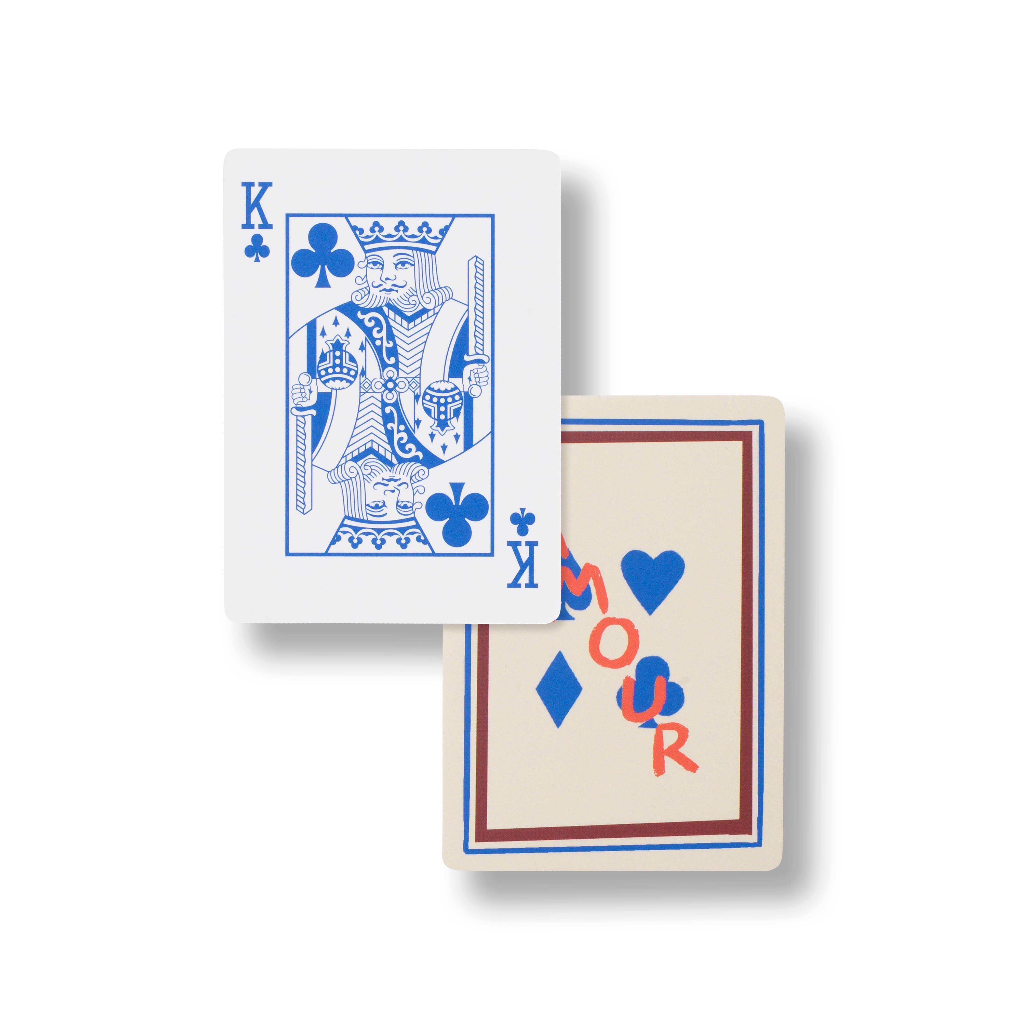 Papier Playing Cards Suits & Stripes King of Clubs card and the cream Amour deck back