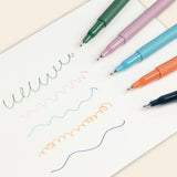 Papier Quintet Fineliners drawing colorful squiggles on white paper