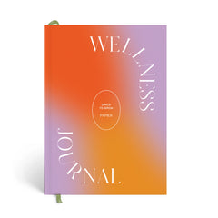 Papier Warmth Wellness Journal, an orange and purple gradient hardcover with white lettering