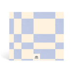 Papier Weekly Happenings List Pad back cover with the blue and cream checkerboard print