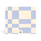 Papier Weekly Happenings List Pad back cover with the blue and cream checkerboard print