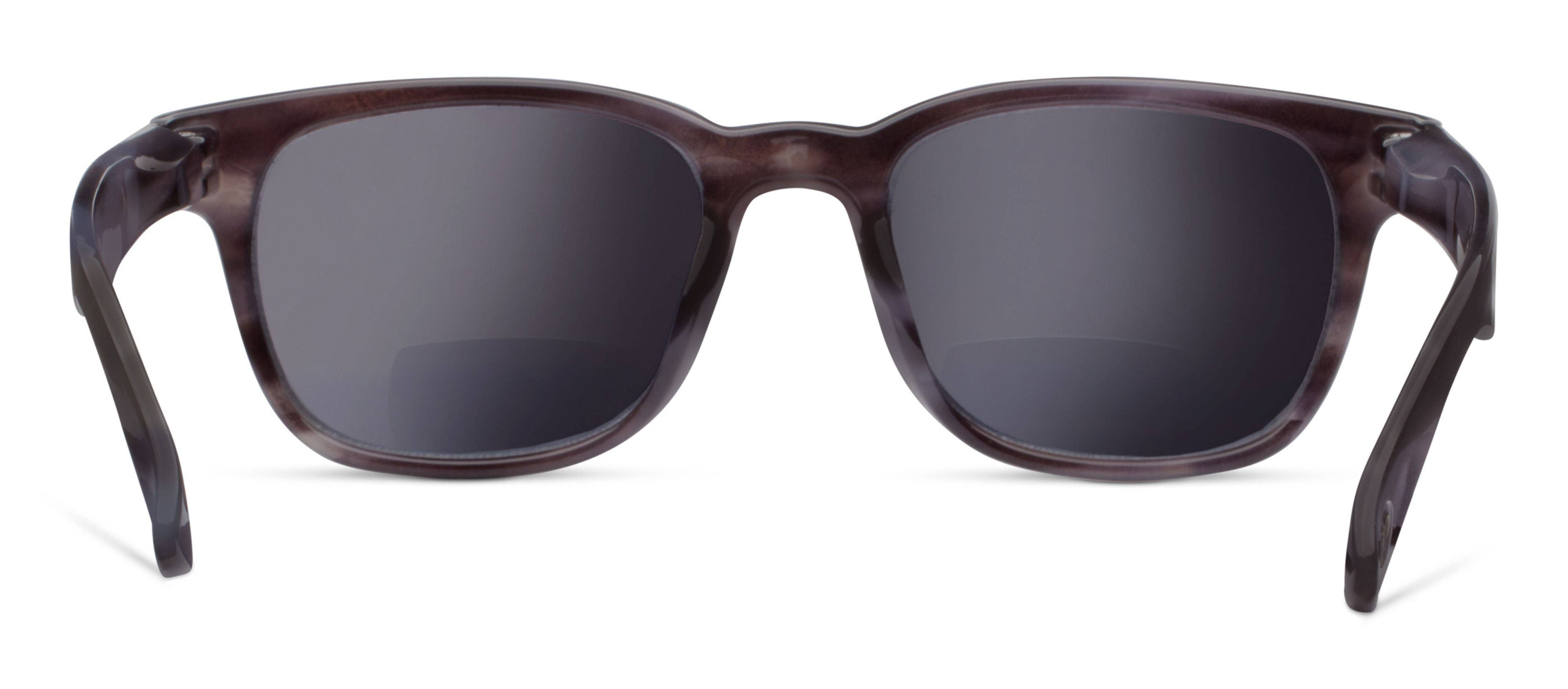 Peepers 18th Hole Sunglasses in Charcoal Horn with bifocal reading lenses, front view on white