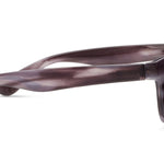 Peepers 18th Hole Sunglasses in Charcoal Horn, side view of the smoky grey striped temple arm