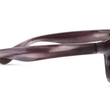 Peepers 18th Hole Sunglasses in Charcoal Horn, side view of the smoky grey striped temple arm