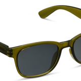 Peepers 18th Hole Sunglasses in olive green with dark grey lenses, angled view on white