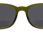 Peepers 18th Hole Sunglasses in olive green with bifocal reading lenses, front view on white