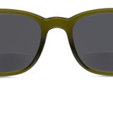 Peepers 18th Hole Sunglasses in olive green with bifocal reading lenses, front view on white