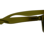 Peepers 18th Hole Sunglasses in olive green, side view of the translucent green temple arm