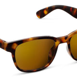 Peepers 18th Hole Sunglasses in Tortoise with amber-brown lenses, angled view on white
