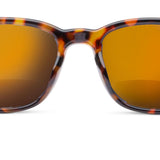 Peepers 18th Hole Sunglasses in Tortoise with bifocal reading lenses, front view on white