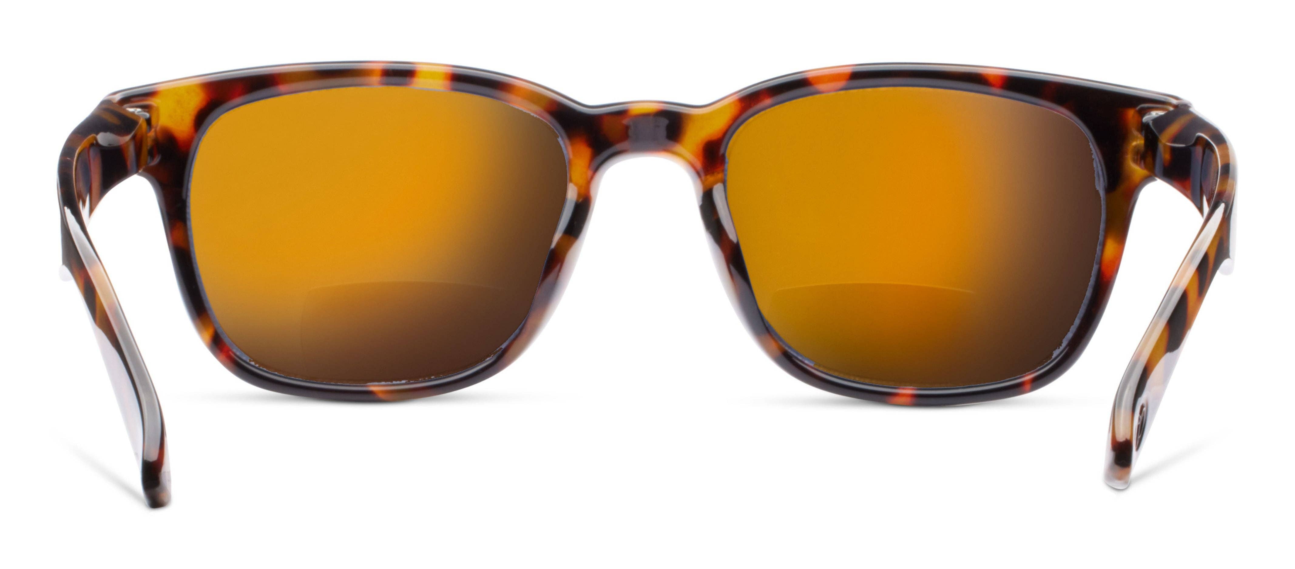 Peepers 18th Hole Sunglasses in Tortoise with bifocal reading lenses, front view on white
