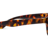 Peepers 18th Hole Sunglasses in Tortoise, side view of the mottled brown temple arm