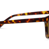 Peepers Airplane Mode Sunglasses in dark tortoise, side view of the mottled temple arm