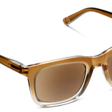 Peepers Airplane Mode Sunglasses in Golden Ombre with brown lenses, angled view