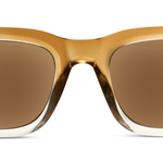 Peepers Airplane Mode Sunglasses in Golden Ombre, front close-up of the amber-to-clear frame