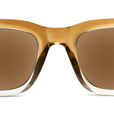 Peepers Airplane Mode Sunglasses in Golden Ombre, front close-up of the amber-to-clear frame