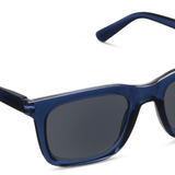 Peepers Airplane Mode Sunglasses in Navy with grey lenses, angled view