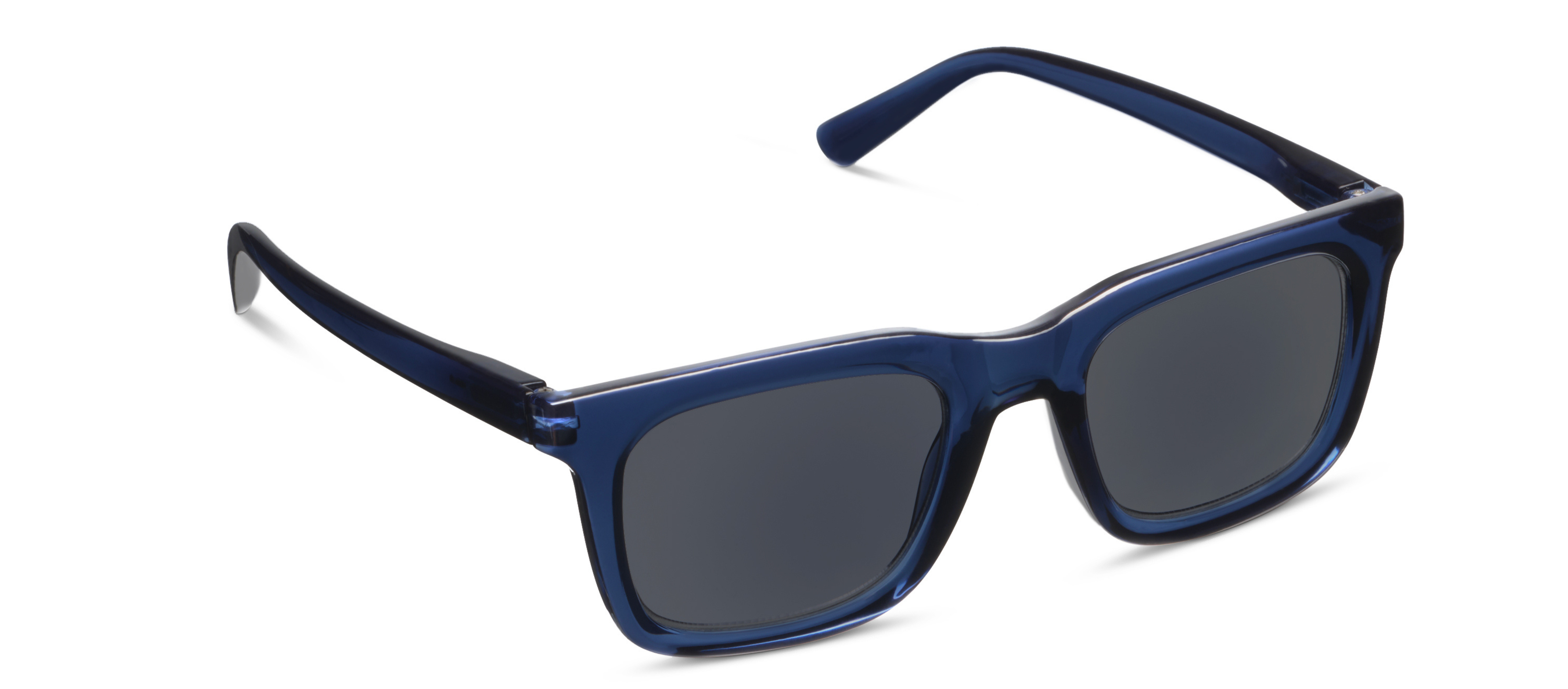 Peepers Airplane Mode Sunglasses in Navy with grey lenses, angled view