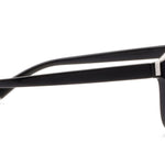 Peepers Beverly Shores Sunglasses in black, side view of the temple arm with a silver accent