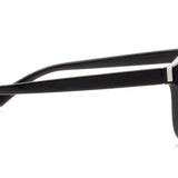 Peepers Beverly Shores Sunglasses in black, side view of the temple arm with a silver accent