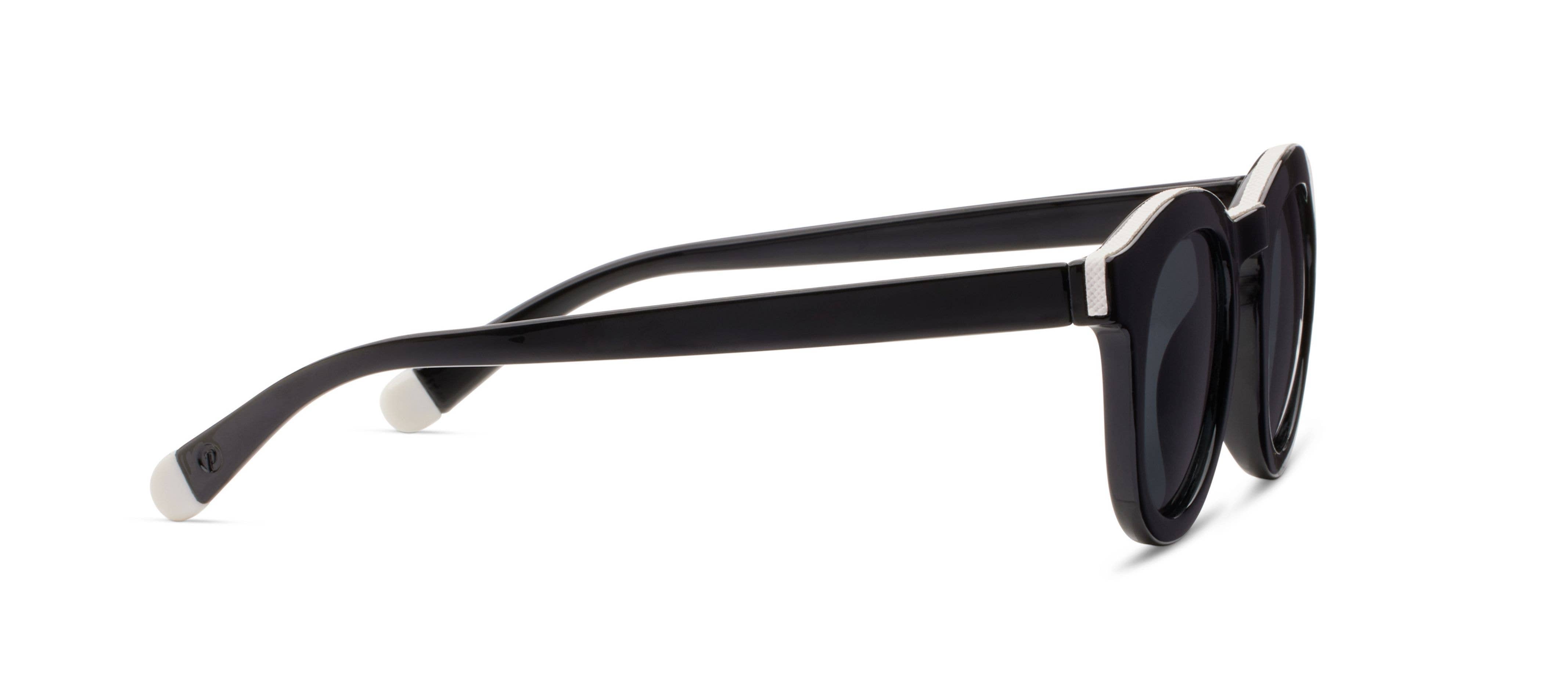 Peepers Beverly Shores Sunglasses in black, side view of the temple arm with a silver accent