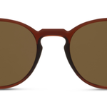 Peepers Boho II Sunglasses in Brown, close-up of the round frames and brown lenses