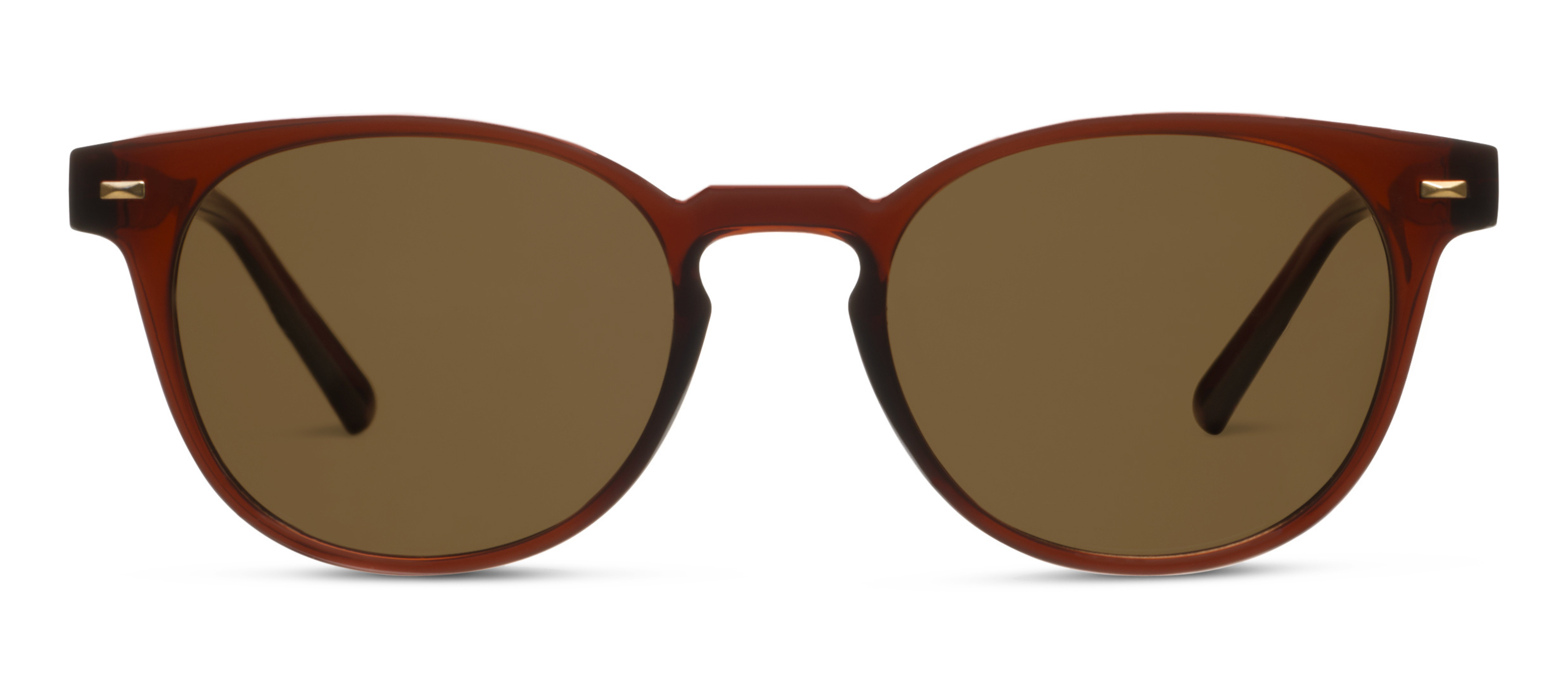 Peepers Boho II Sunglasses in Brown, close-up of the round frames and brown lenses