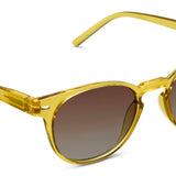 Peepers Boho II Sunglasses in translucent honey yellow with brown gradient lenses, angled view