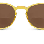 Peepers Boho II Sunglasses in translucent honey yellow, front view of the round frames