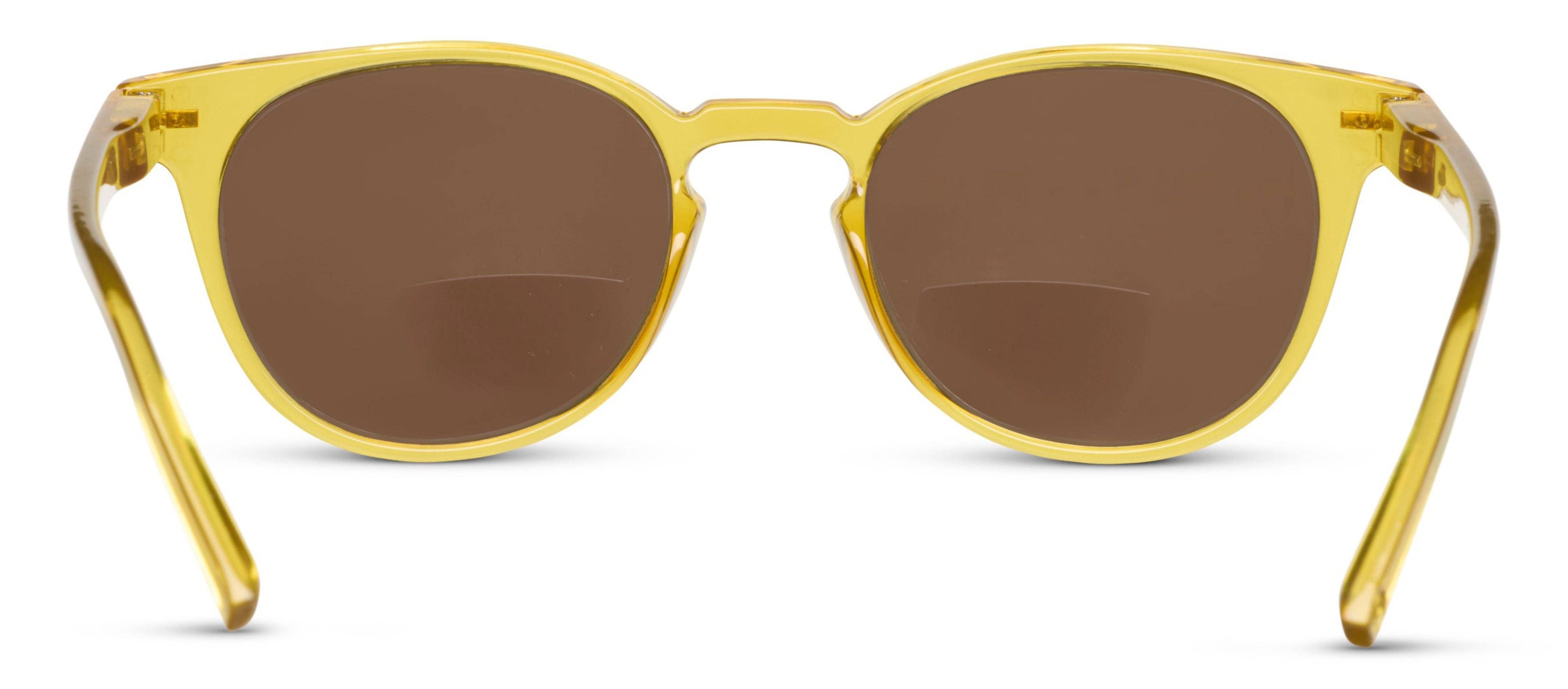 Peepers Boho II Sunglasses in translucent honey yellow, front view of the round frames