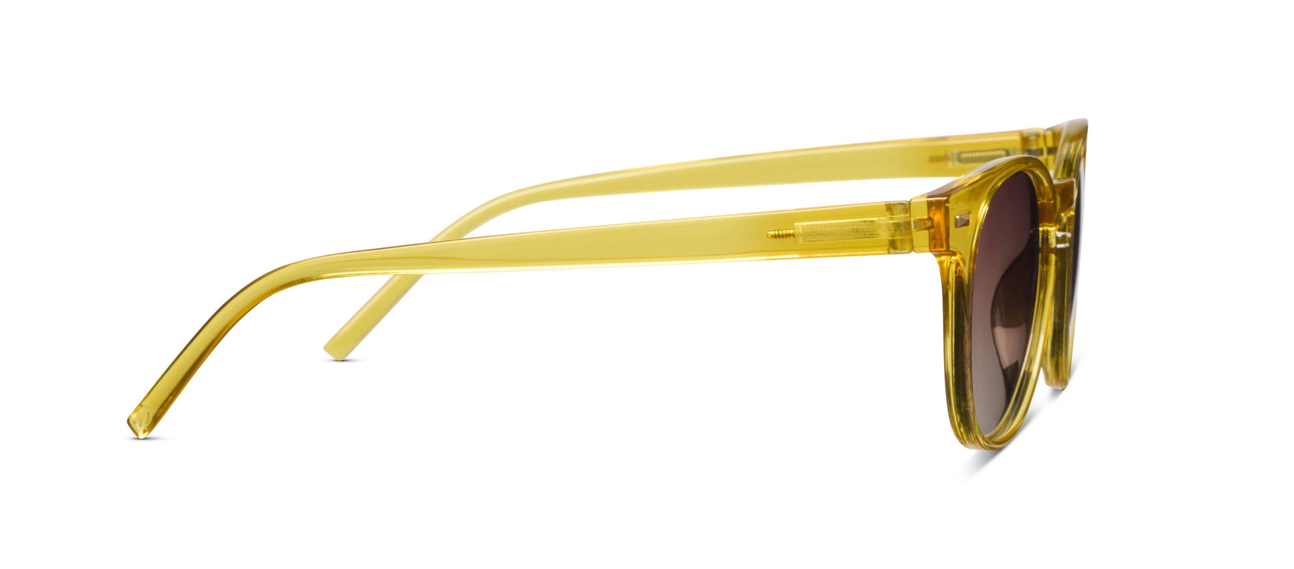 Peepers Boho II Sunglasses in translucent honey yellow, side view of the temple arm