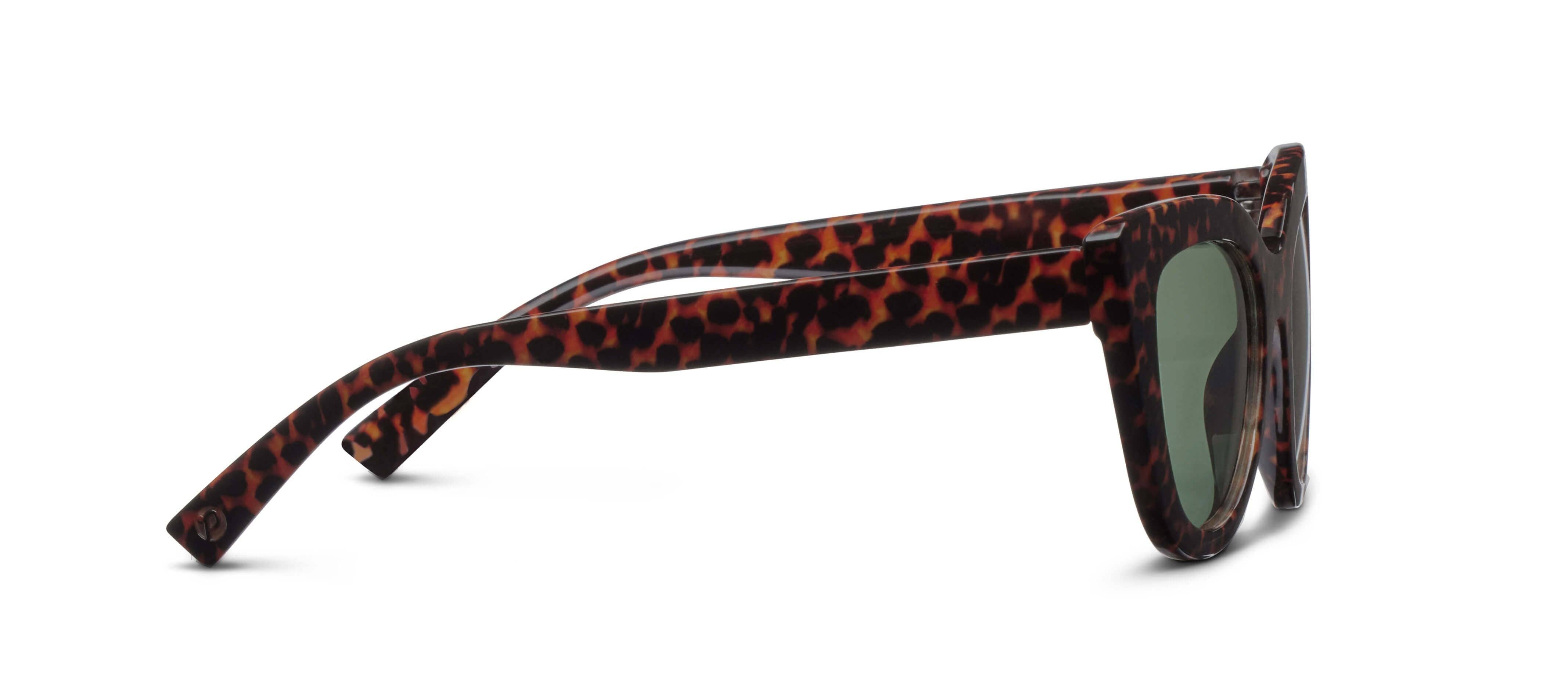 Peepers Capri Sunglasses in Leopard Tortoise, side view of the temple arm
