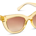 Peepers Capri Sunglasses in Yellow, translucent yellow cat-eye frames with brown gradient lenses