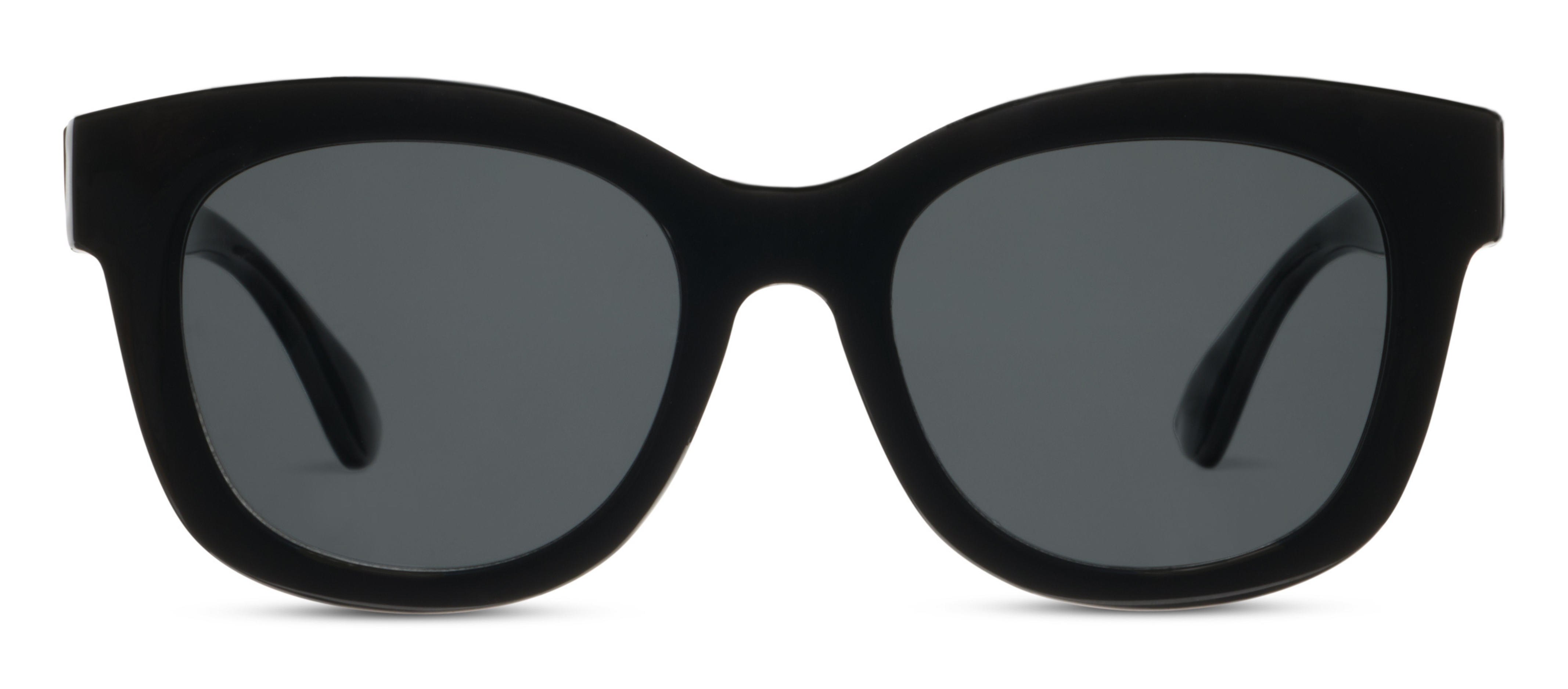 Peepers Center Stage Sunglasses in Black, close-up of the square frames and dark lenses