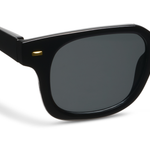 Peepers Clubhouse Sunglasses in Black, close-up of the frame and dark lens