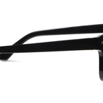 Peepers Clubhouse Sunglasses in Black, side view of the temple arm