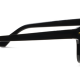 Peepers Clubhouse Sunglasses in Black, side view of the temple arm