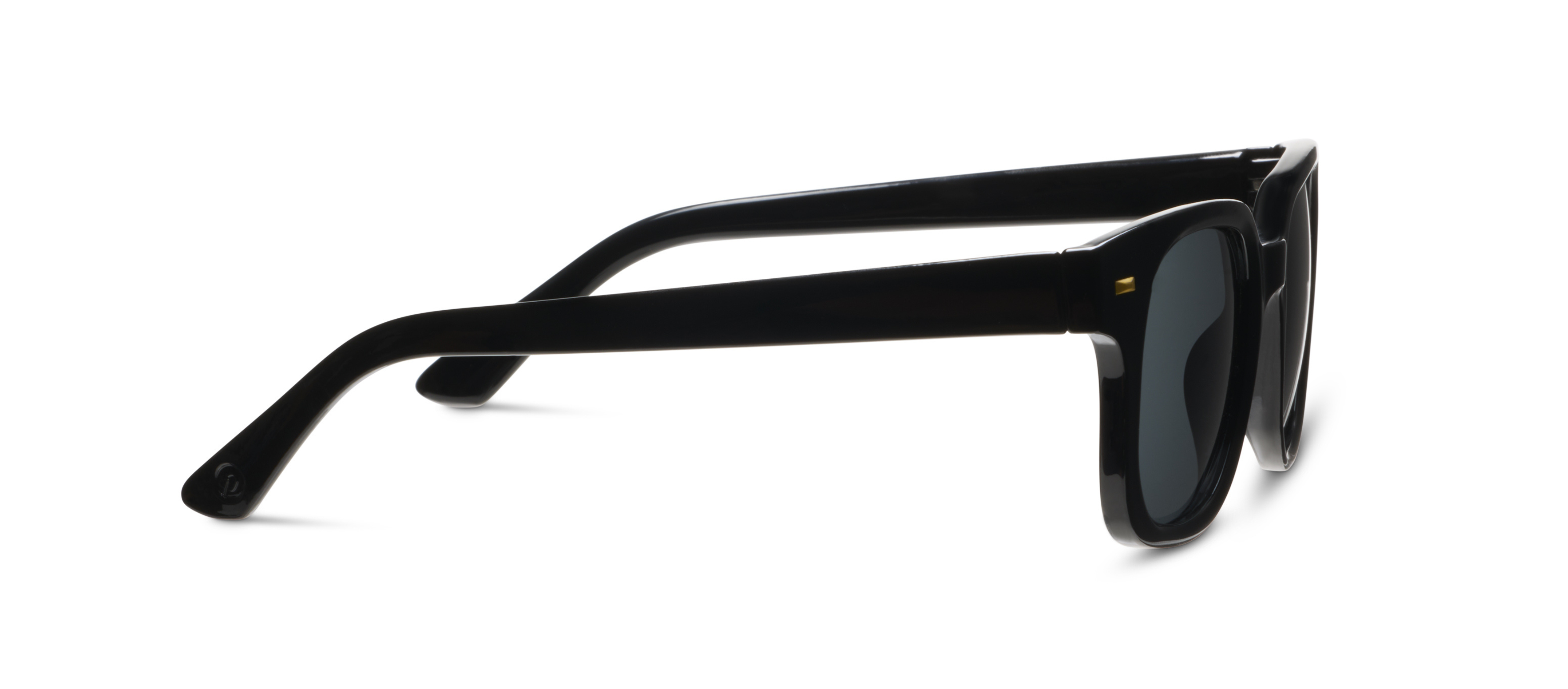 Peepers Clubhouse Sunglasses in Black, side view of the temple arm