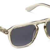Peepers Deep Dive Sunglasses in Fog, translucent pale green aviator-style frames with gray lenses, angled view