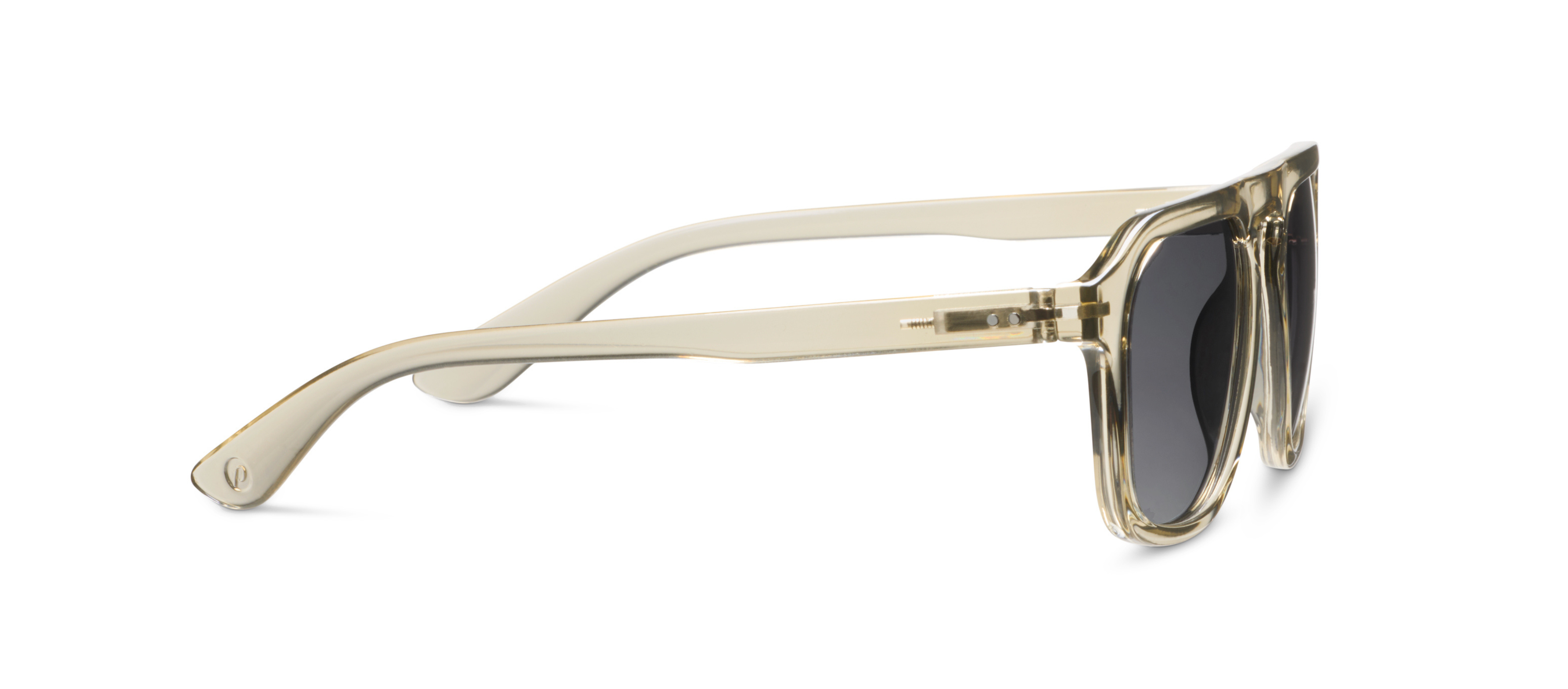 Peepers Deep Dive Sunglasses in Fog, side view of the temple arm