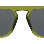 Peepers Deep Dive Sunglasses in olive green, front view of the double-bridge frames
