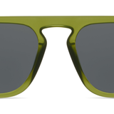 Peepers Deep Dive Sunglasses in olive green, front view of the double-bridge frames