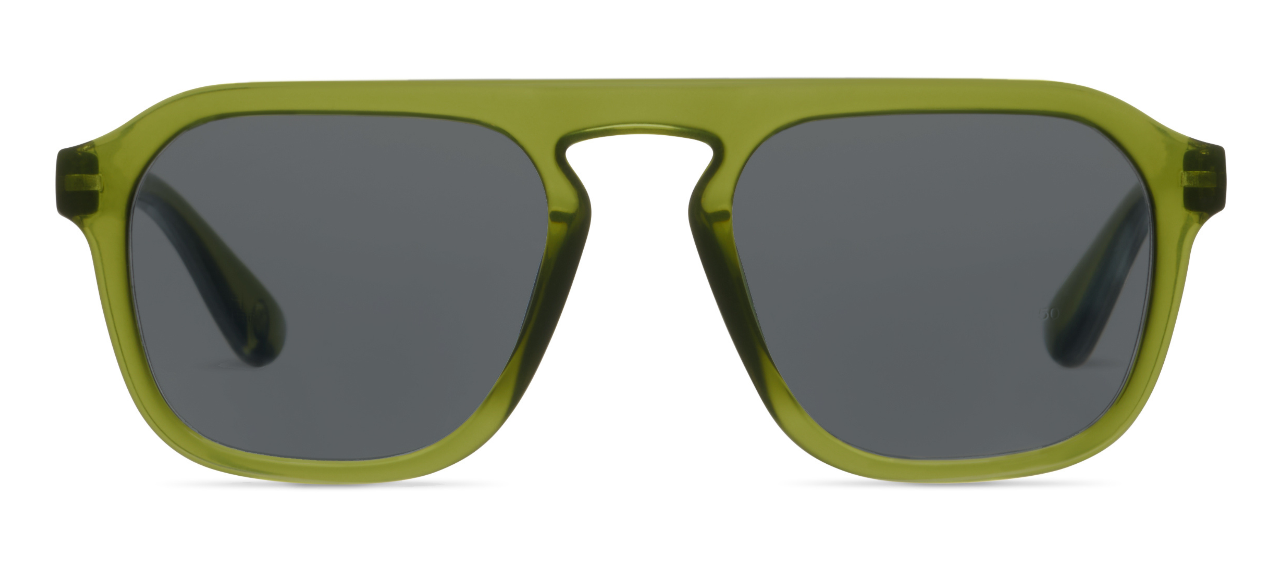 Peepers Deep Dive Sunglasses in olive green, front view of the double-bridge frames