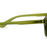 Peepers Deep Dive Sunglasses in olive green, side view of the temple arm